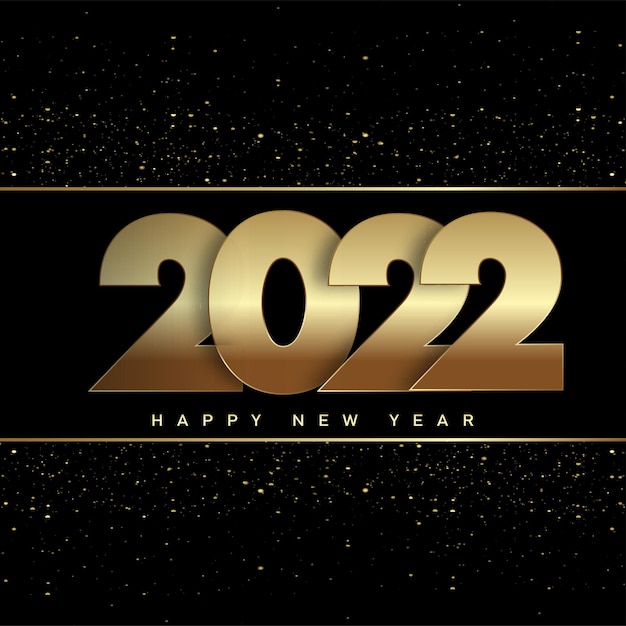 Premium Vector | 2022 happy new year card with golden glitter text on ...