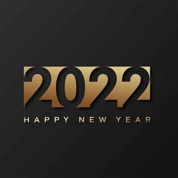 Premium Vector | 2022 happy new year card with luxury golden text on ...