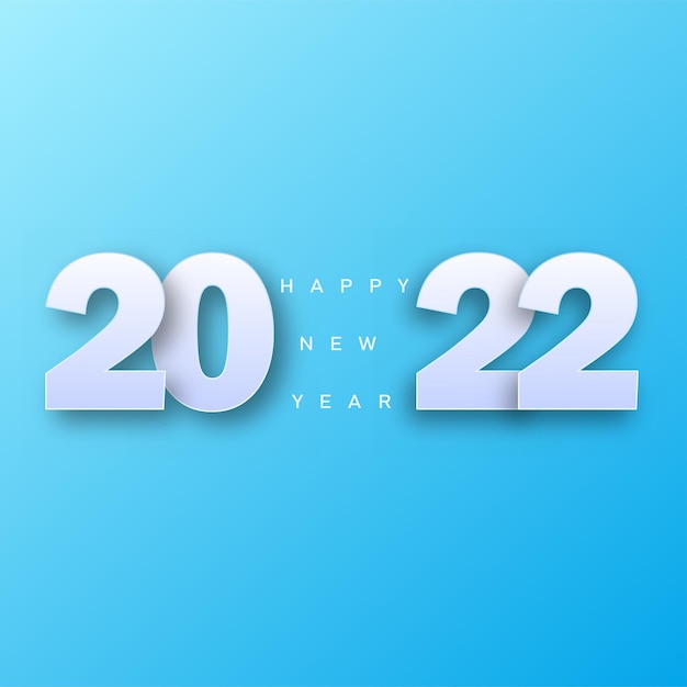 Premium Vector | 2022 happy new year card with white numbers on blue ...