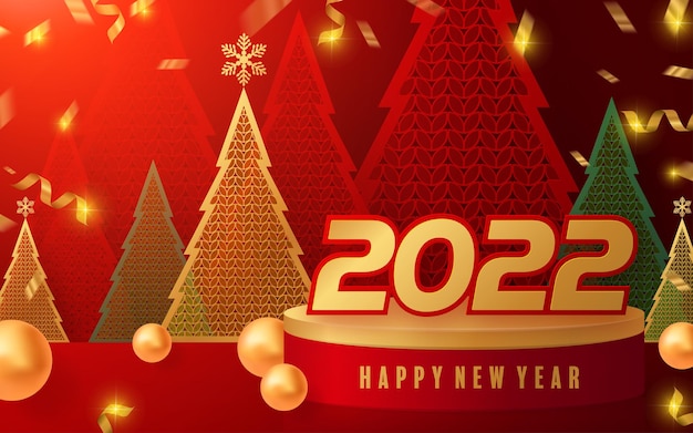 Christmas Covers 2022 Premium Vector | 2022 Happy New Year Christmas Design Template. Logo Design  For Greeting Cards Or For Branding, Banner, Cover, Card Happy New Year 2022  With Paper Cut Art And Craft Style