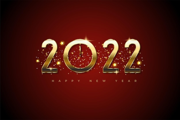 Premium Vector | 2022 happy new year on red background