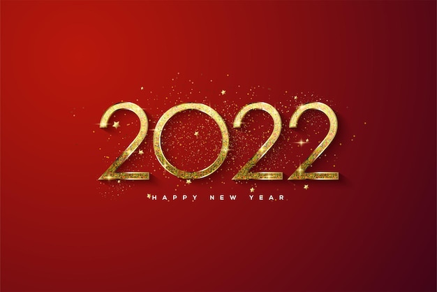 Premium Vector | 2022 happy new year with sheer number glitter