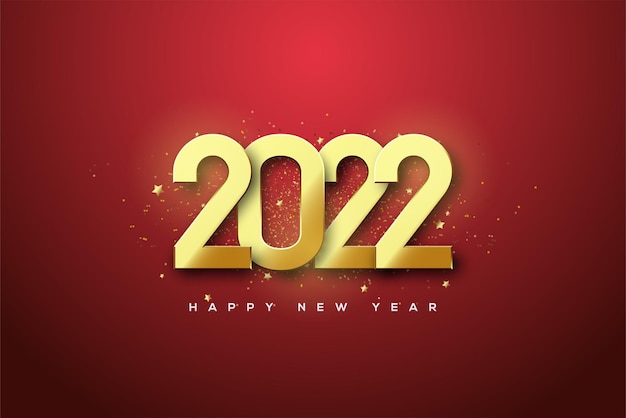 Premium Vector | 2022 happy new year with stacked gold numbers