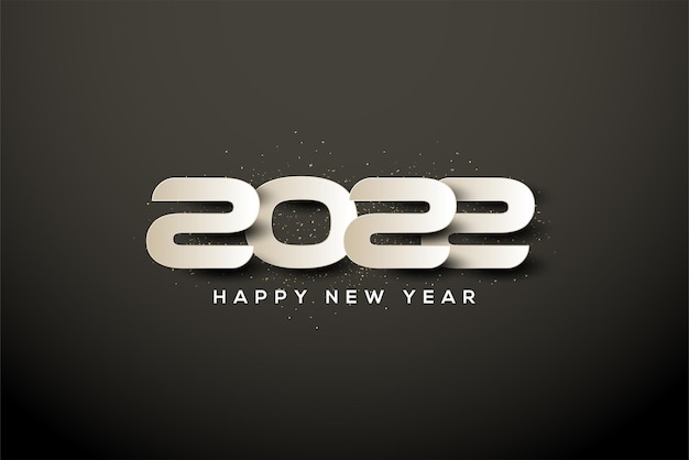 Premium Vector | 2022 happy new year with white numbers stacked