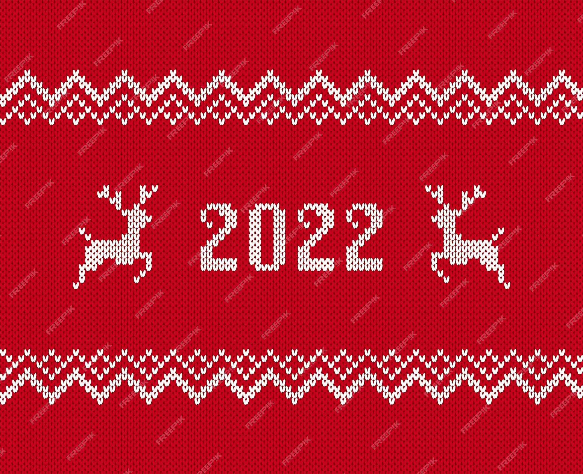 Premium Vector | 2022 knit seamless pattern. christmas print. vector ...