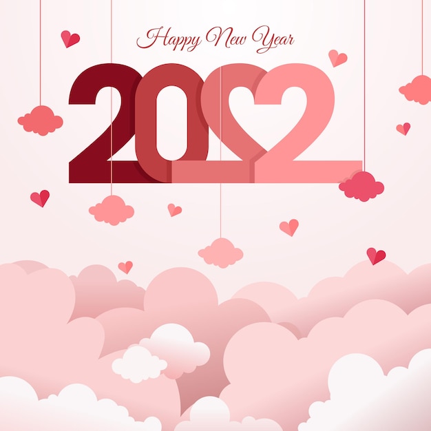 Premium Vector | 2022 new year with love theme