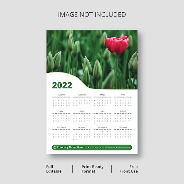 Premium Vector 2022 one page wall calendar template