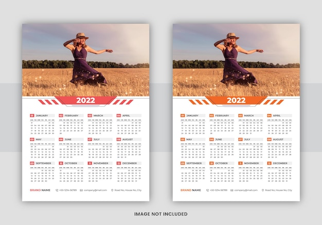 Premium Vector 2022 Singlepage Wall Calendar Template Design 3092