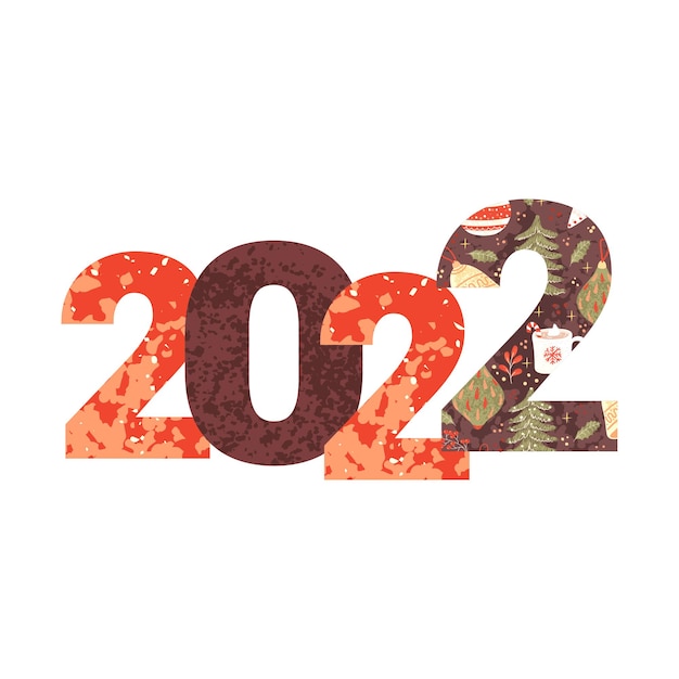 Premium Vector | 2022 textured colorful number