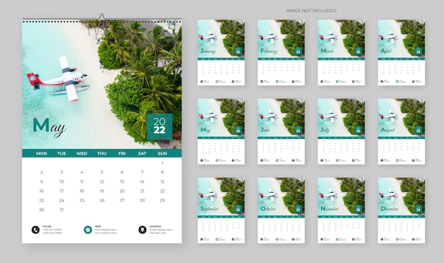 travel calendar 2022 template