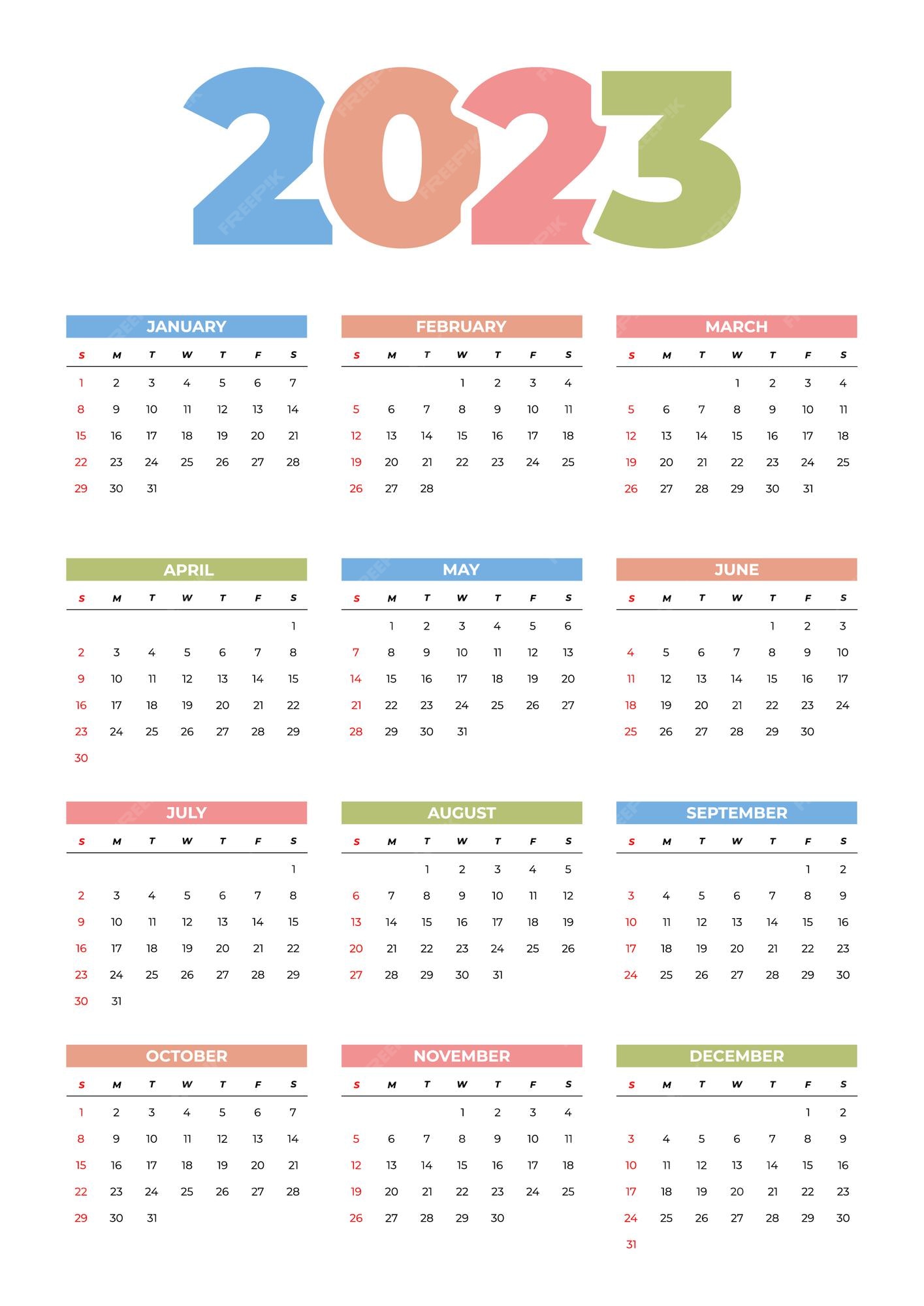Premium Vector | 2023 calendar template