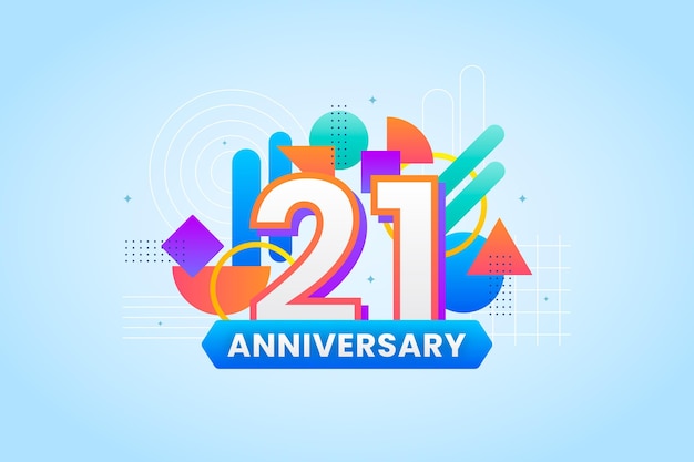 Premium Vector | 21 anniversary background with geometrical shapes