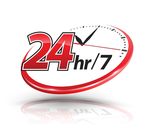 Premium Vector | 24hr services with clock scale