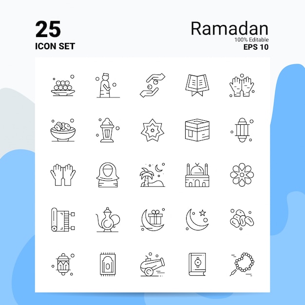 25 Ramadan Icon Set Business Logo Concept Ideas Line Icon