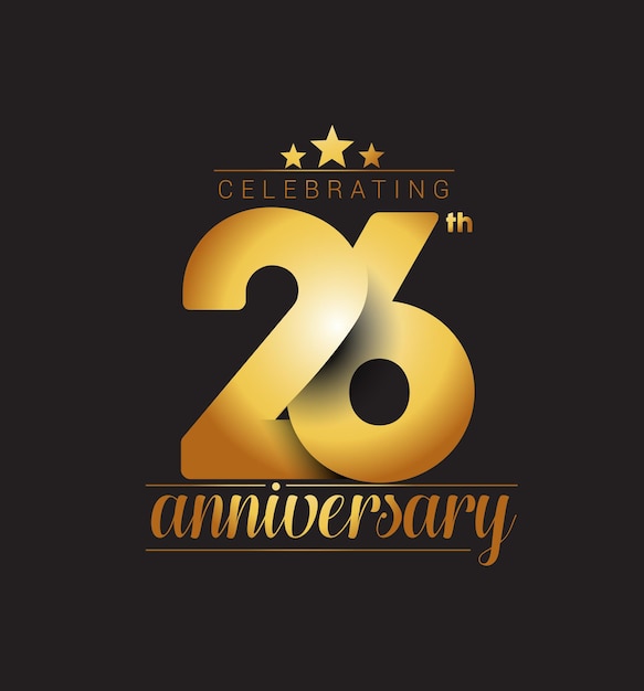 Premium Vector | 26th years anniversary celebration design.