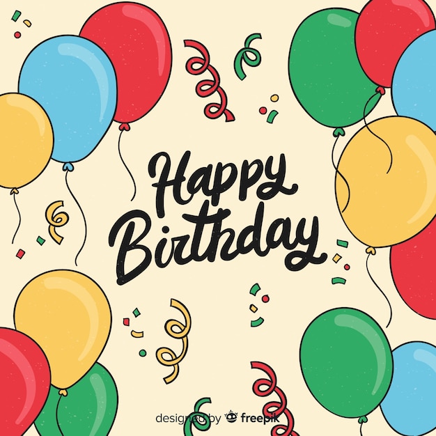 2d birthday with balloons background | Free Vector