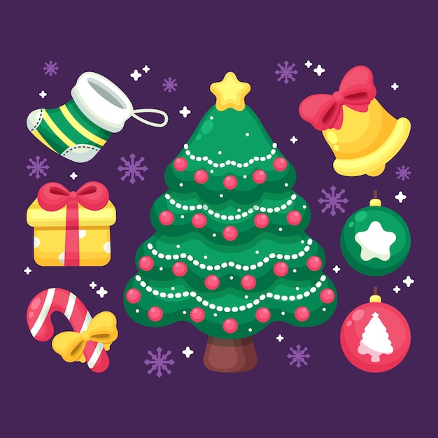 Free Vector | 2d christmas tree with ornaments