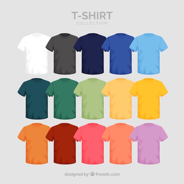 2d t-shirt collection in different colors | Free Vector