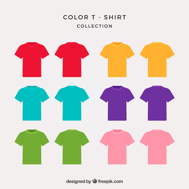 2d t-shirt collection in different colors Vector | Free Download