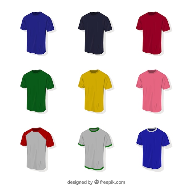 Free Vector | 2d t-shirt collection in different colors