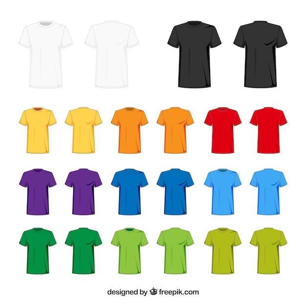 Premium Vector | 2d t-shirt collection in different colors