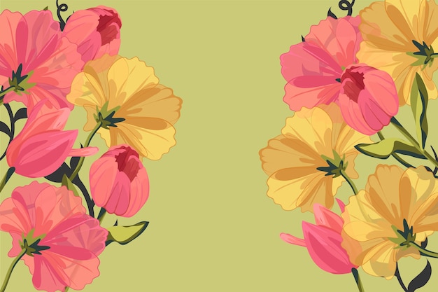 2d vintage flowers background Free Vector
