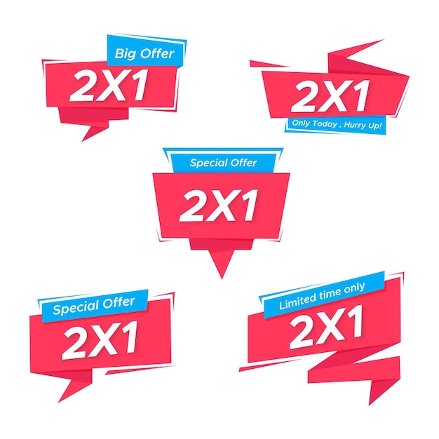 Free Vector 2x1 promotion labels