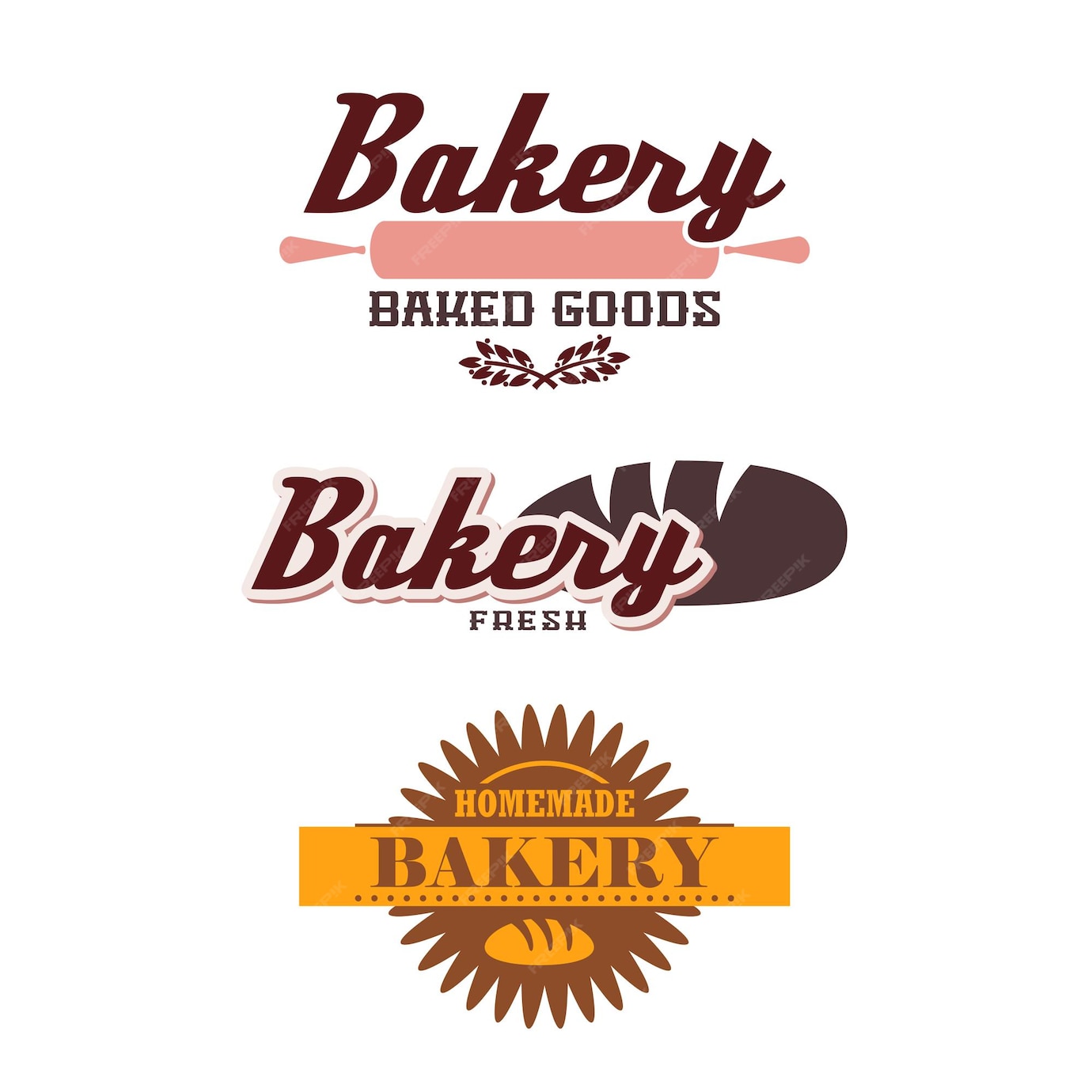 Premium Vector | 3 best bakery logo