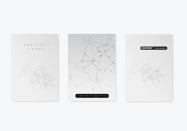 Premium Vector 3 Cover Templates For Brochure In A4 Size Modern Geometric Background With Connected Lines And Dots