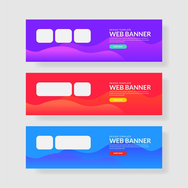 Premium Vector 3 Set Colorful Banner With Rectangle Shape