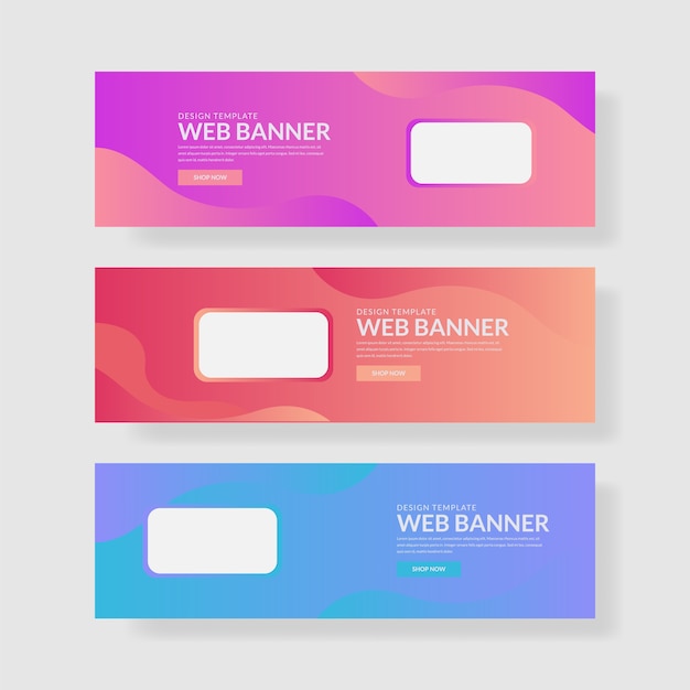 Premium Vector 3 Set Ui Pastel Color Banner With Rectangle Shape And Fluid Composite