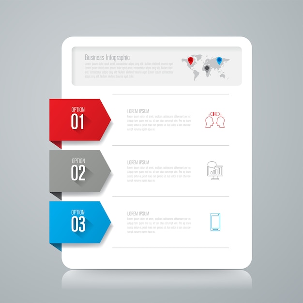 3 steps business infographic elements for the presentation Premium Vector