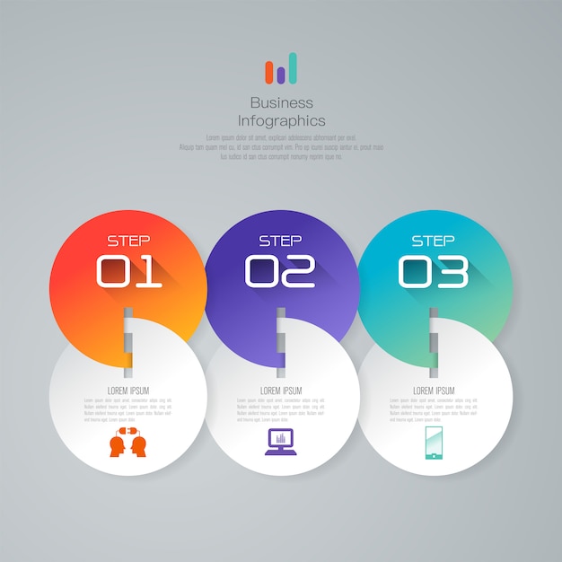 3 steps business infographic elements for the presentation Premium Vector