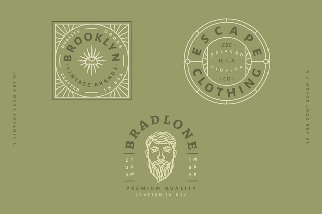 Download Free 3 Vintage Logo Set Brooklyn Vintage Brand Logo Escape Clothing Use our free logo maker to create a logo and build your brand. Put your logo on business cards, promotional products, or your website for brand visibility.