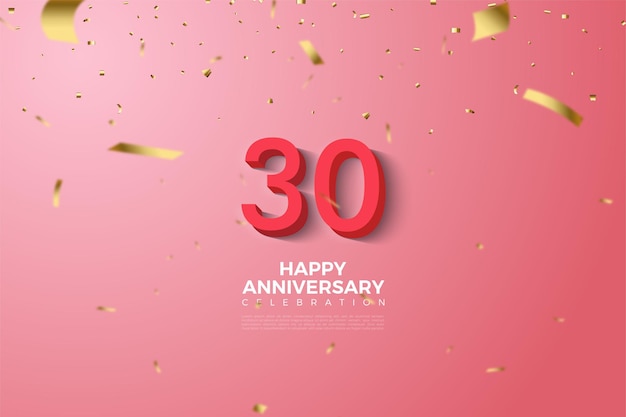 Premium Vector | 30th anniversary background with gold colored embossed ...