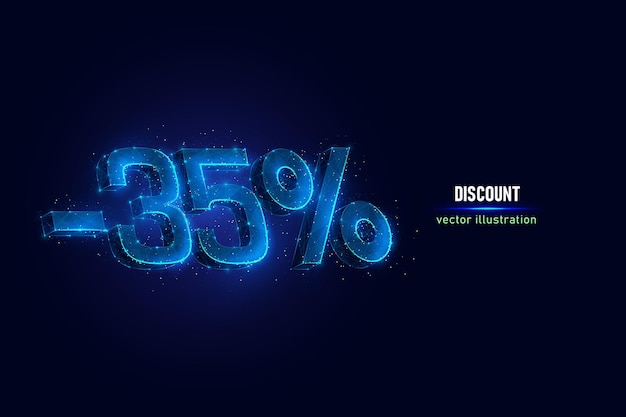 premium-vector-35-percent-off-digital-wireframe-made-of-connected