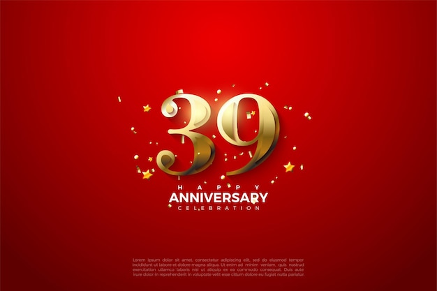 Premium Vector | 39th anniversary with gold numbers on a red background