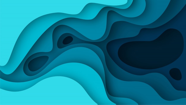 Download 3d abstract blue wave background with paper cut shapes | Premium Vector