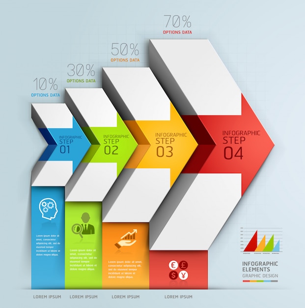 3d arrow staircase diagram business step options. Premium Vector