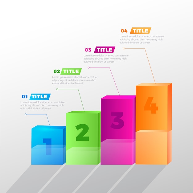 3d bars infographic colorful design Free Vector