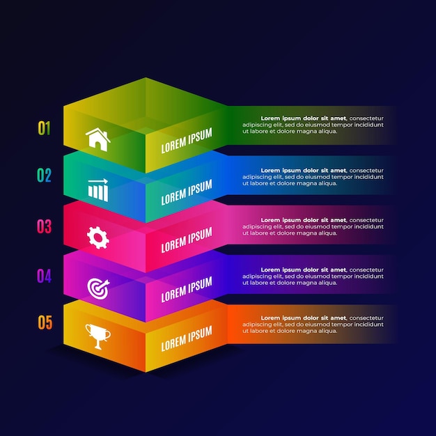 3d Flat Design Layers Infographic For Powerpoint Slid 0418