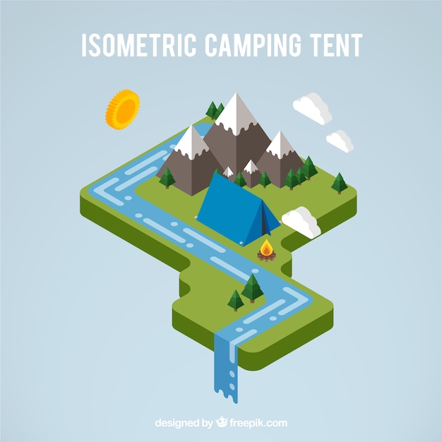 3D camping tent in a landscape