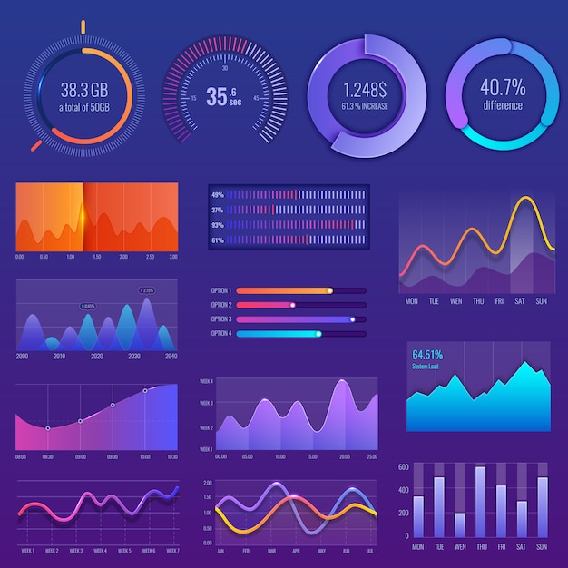 Premium Vector 3d chart and graphic. diagram with options and