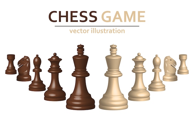 3d chess game pieces design illustration isolated on white ...