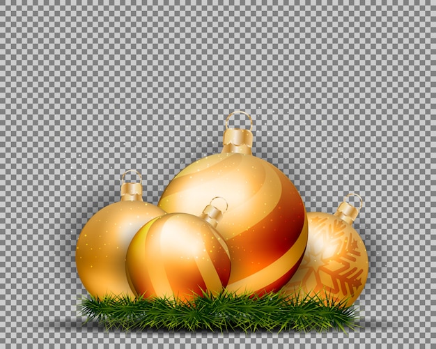 Premium Vector 3d Christmas Gold Balls Isolated On Transparent Background