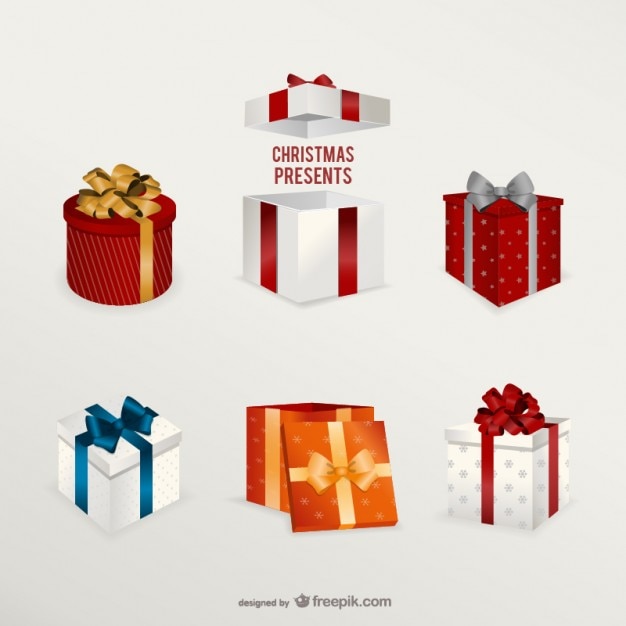 Download 3d christmas presents pack | Free Vector