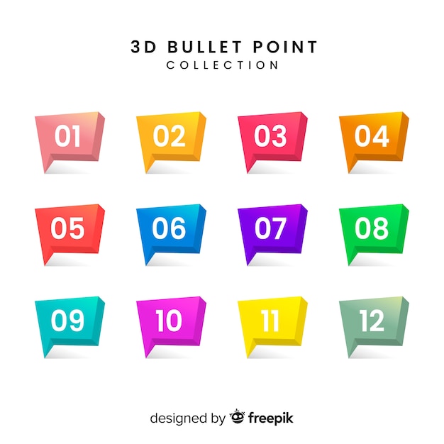 3d colorful bullet point collection Free Vector