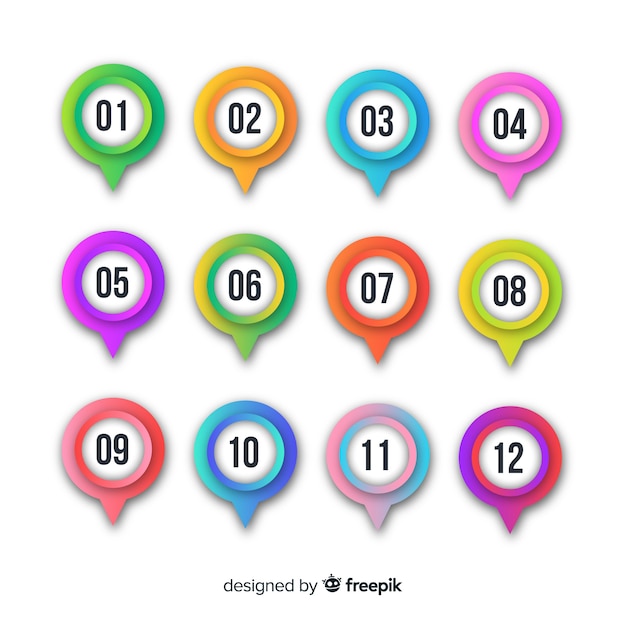 3d colorful bullet point collection Free Vector
