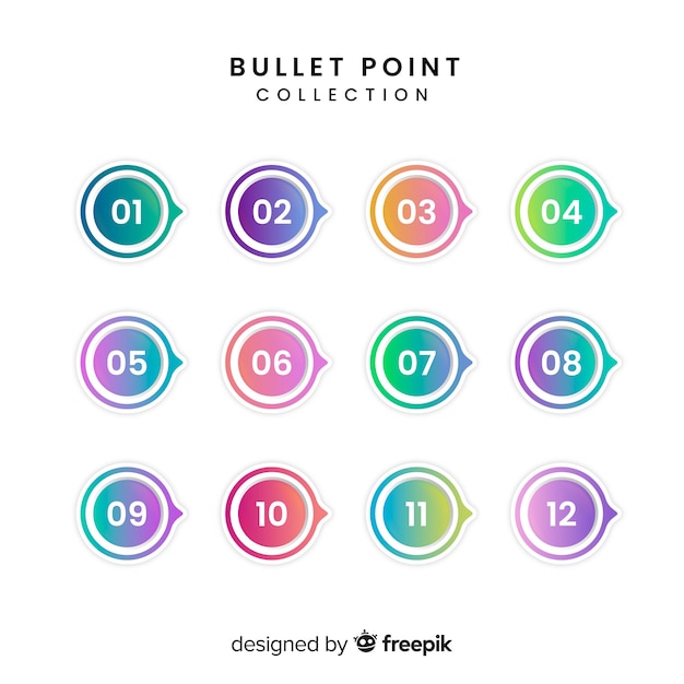 3d colorful bullet point collection Free Vector