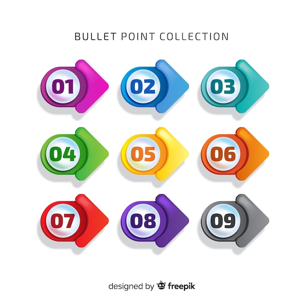 3d colorful bullet point collection Free Vector